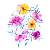 Watercolor flowers illustration. Isolated composition. Good for 