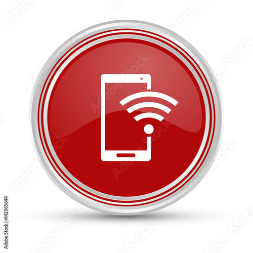 Roter Button - Smartphone mit WLAN