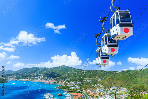 Caribbean, St. Thomas, USVI. Cable car at Heavensight in Charlotte Amelie. photo