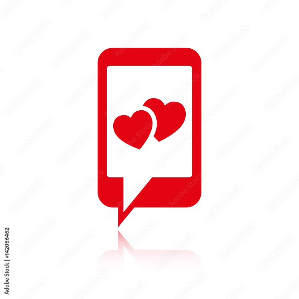 phone with hearts on the screen icon stock vector illustration flat design phone with hearts on the screen icon stock vector illustration flat design