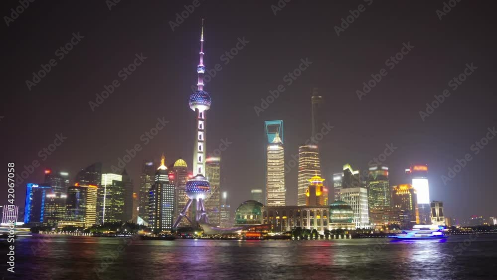 Night cityscape of Shanghai zoom out timelapse - Pudong district Night cityscape of Shanghai zoom out timelapse - Pudong district