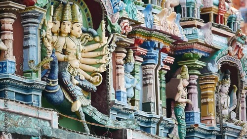 Sculpture on front Hindu Temple in Kerala