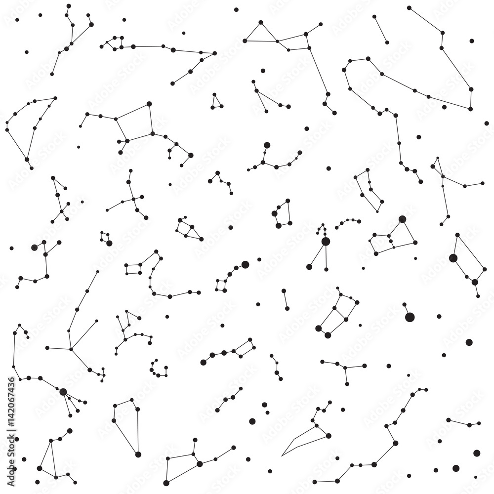 Obraz premium constellation sky night pattern bnw