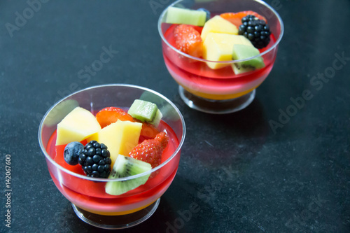 Fruit jelly in glass bowls