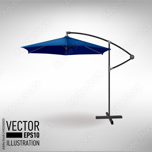 Blue open umbrella for garden and beach cafe. Vector illustration
