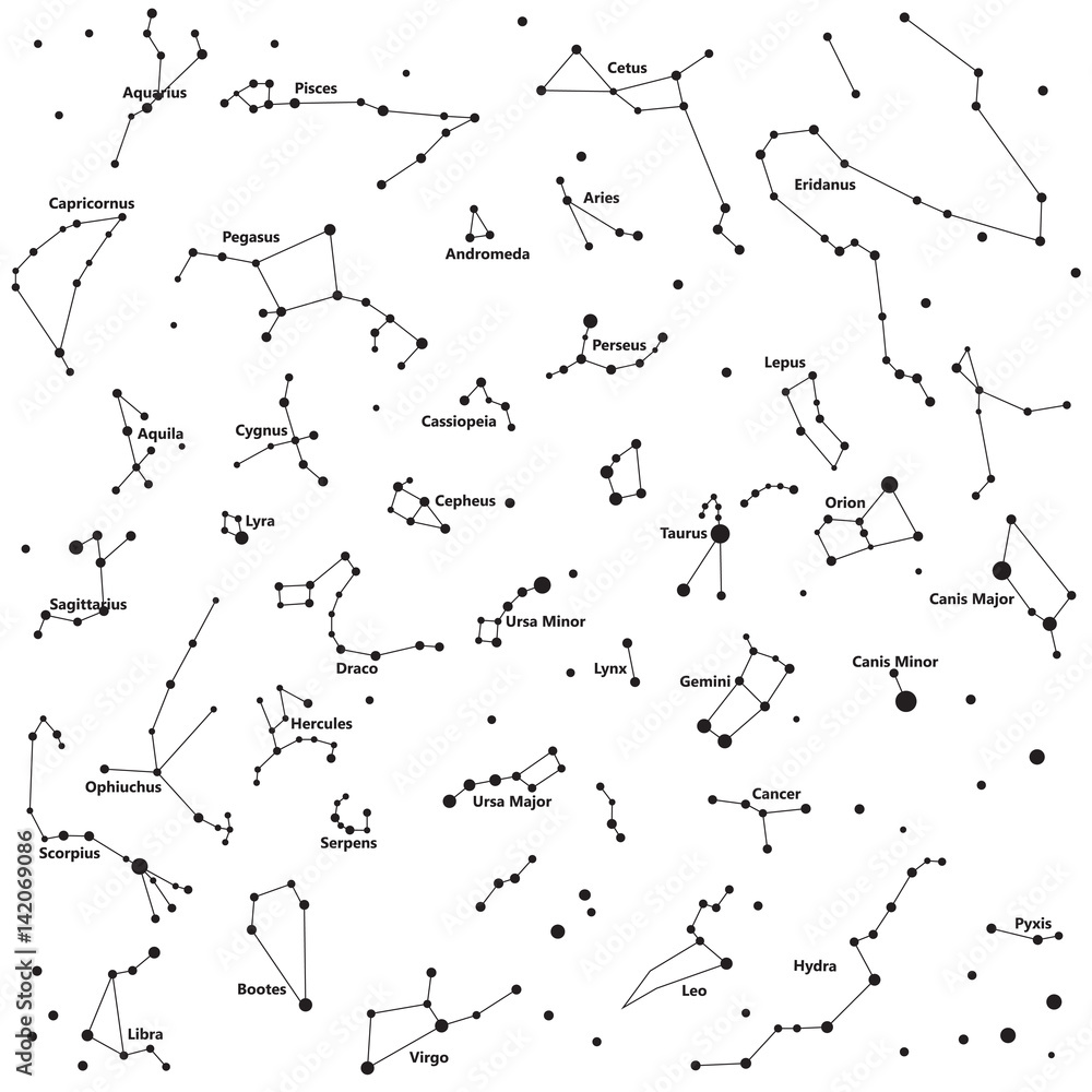 Obraz premium constellation sky night pattern bnw