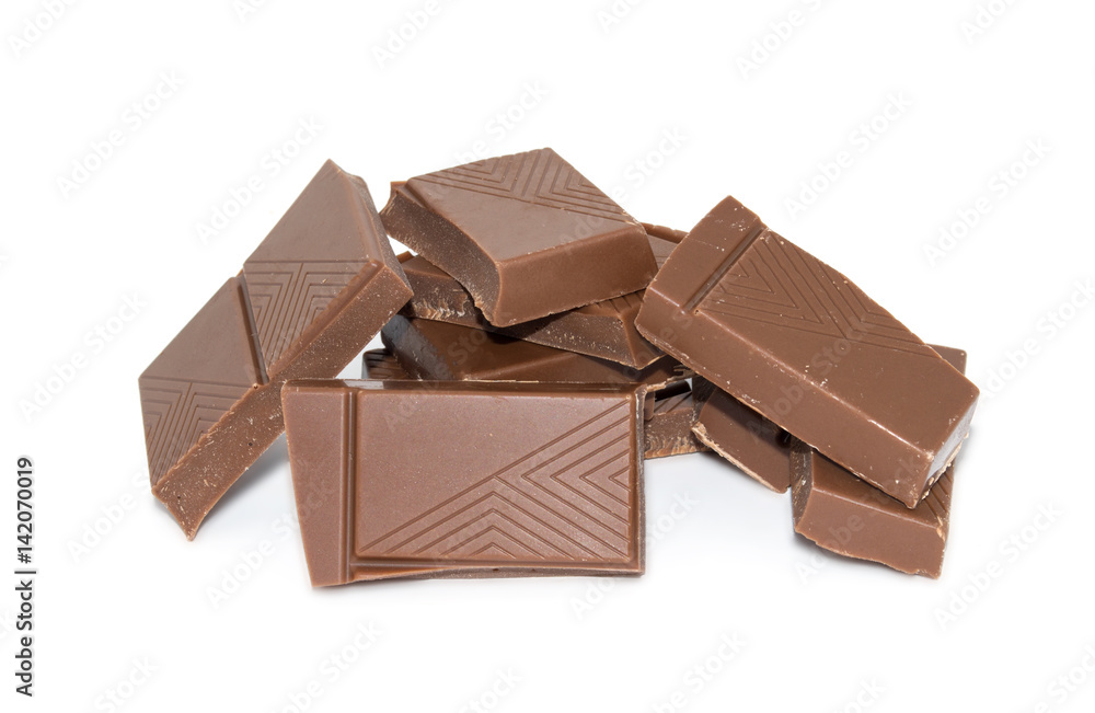 Chocolate blocks isolated on white background Chocolate blocks isolated on white background