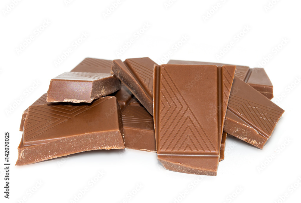 Chocolate blocks isolated on white background Chocolate blocks isolated on white background