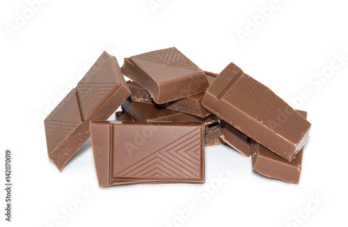 Chocolate blocks isolated on white background