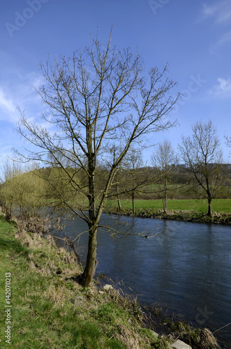 Idyllische Flusslandschaft im Frühling