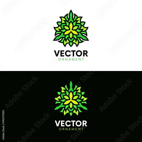 Abstract ecologic logo ornament. Clean organic symbol with natural leafs.