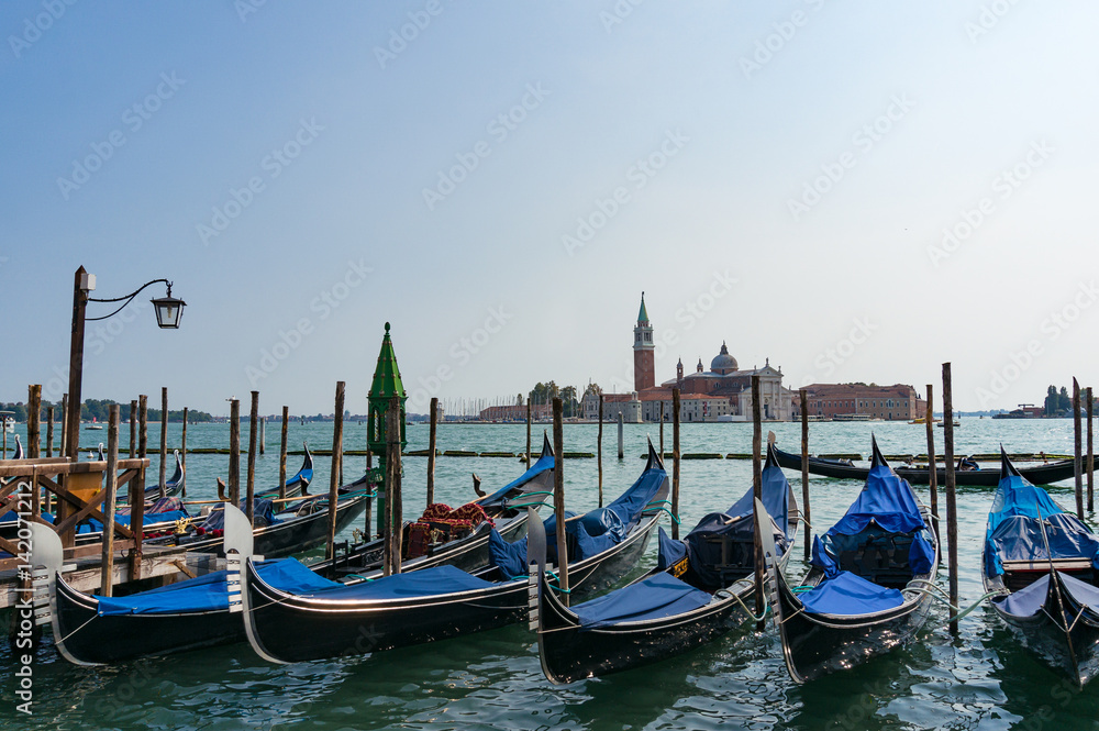 Traditional Venetian gondolas at Grand Channel