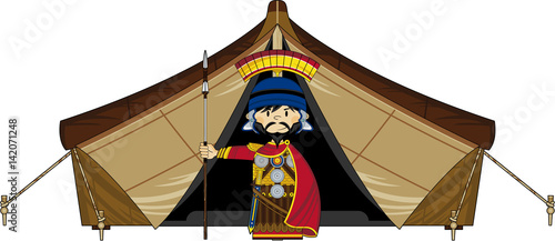Cartoon Roman Centurion Soldier at Tent