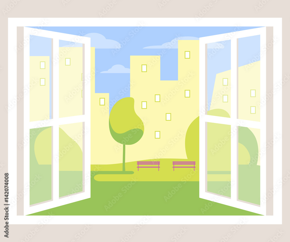 City View Open Window Background City View Open Window Background