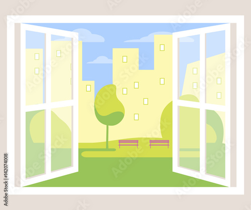 City View Open Window Background