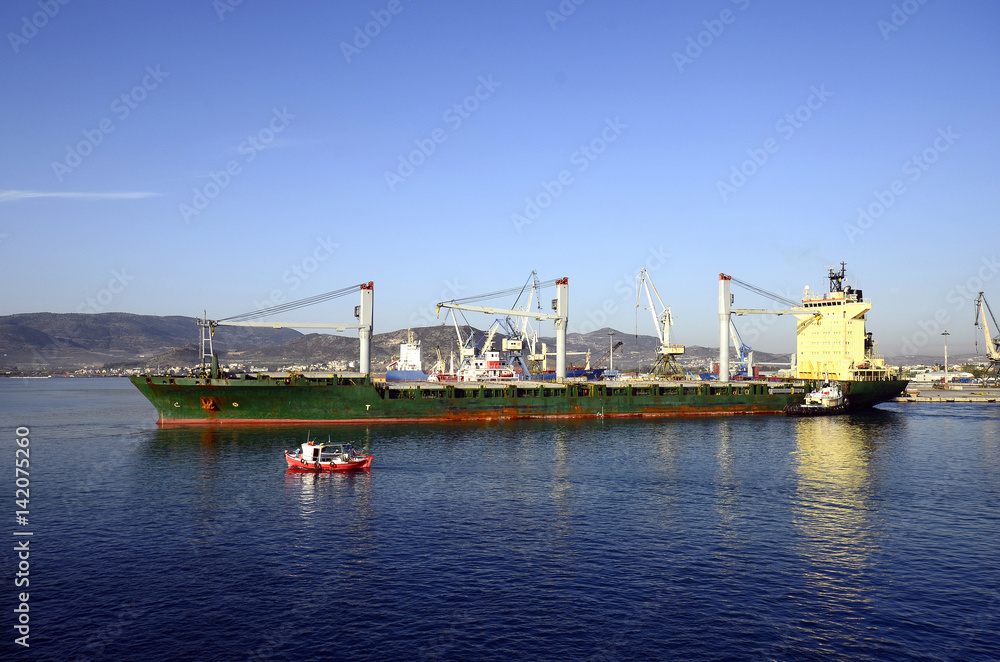 Greece, bulk carrier in Volos harbor