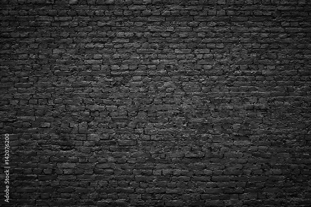 Obraz premium ponury tło, czarny ceglany mur ciemny kamień tekstury