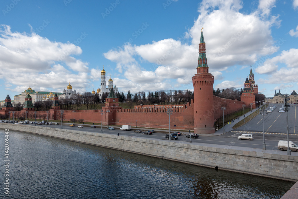 Moscow Kremlin and embankment of Moskva river.