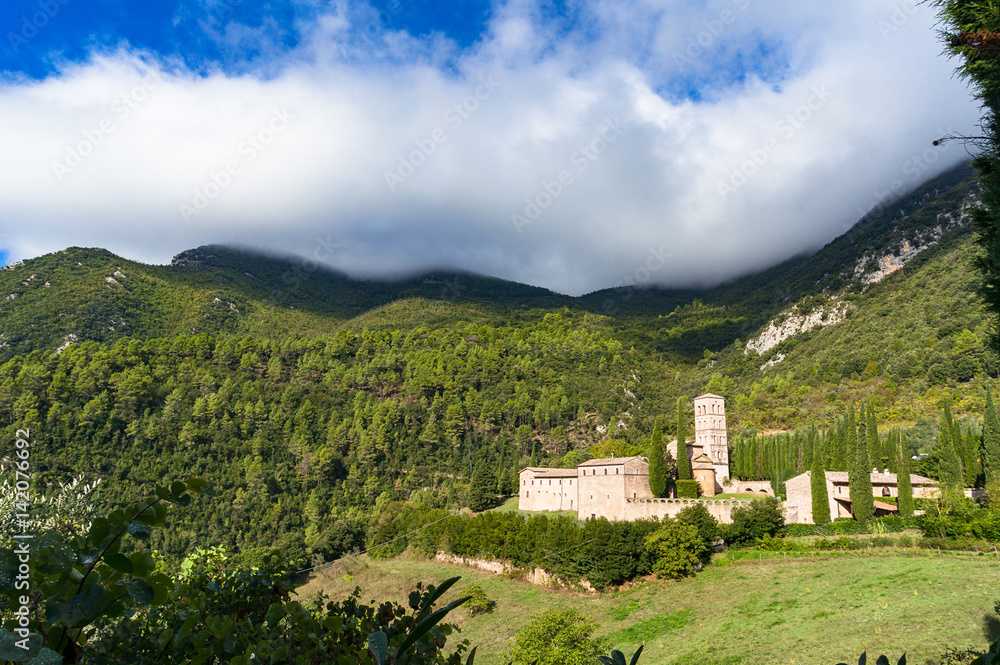 Panoramic view of San Pietro in Valle monastery Panoramic view of San Pietro in Valle monastery