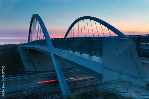 modern bridge ovet the highway, evening light,Nitra, Slovakia © Milan Noga reco