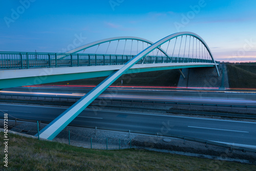 modern bridge over the highway, evening light,Nitra, Slovakia