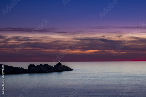 Lighthouse in sunset; island Grebeni, Dubrovnik, Croatia © asafaric