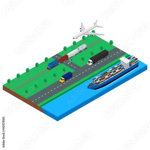 Set icons logistic cargo transport