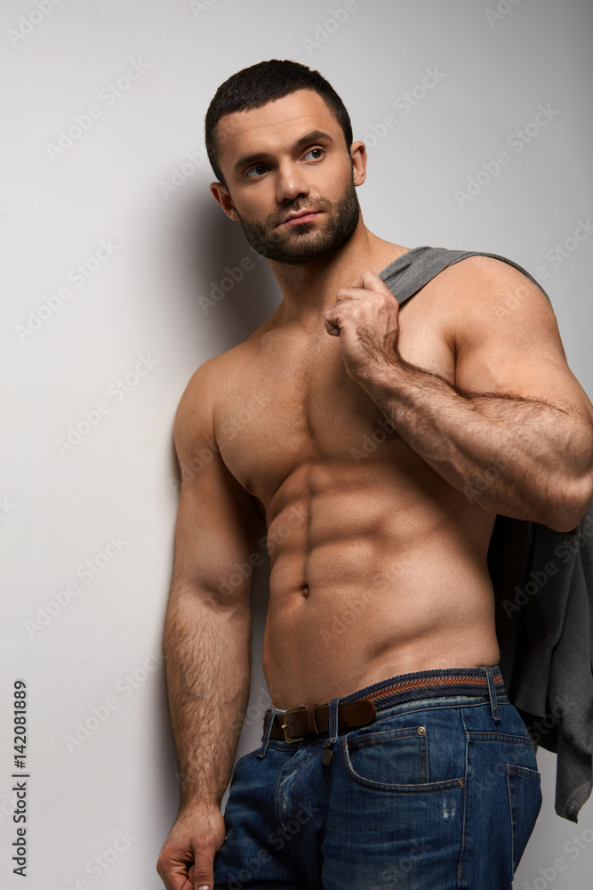 Man Body. Handsome Sexy Male With Muscular Body And Abs Indoors Stock Photo  | Adobe Stock