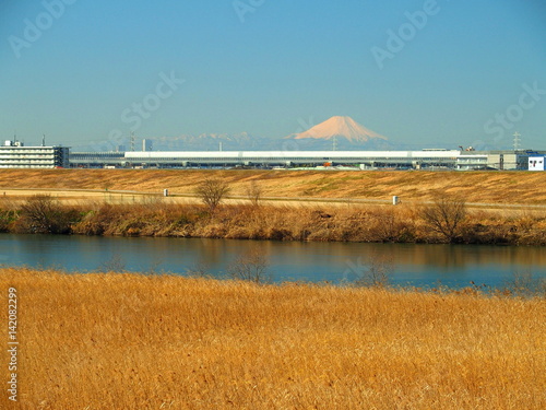 江戸川と外環道と富士山