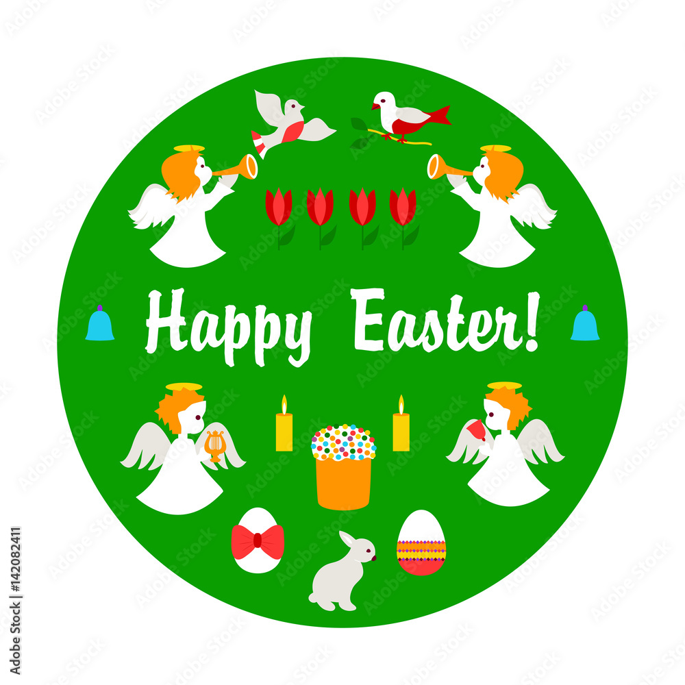Happy Easter objects on green Happy Easter objects on green