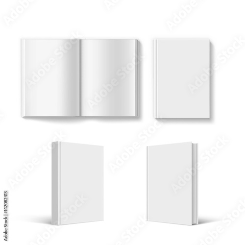 Set of blank book cover template. Isolated on white background.