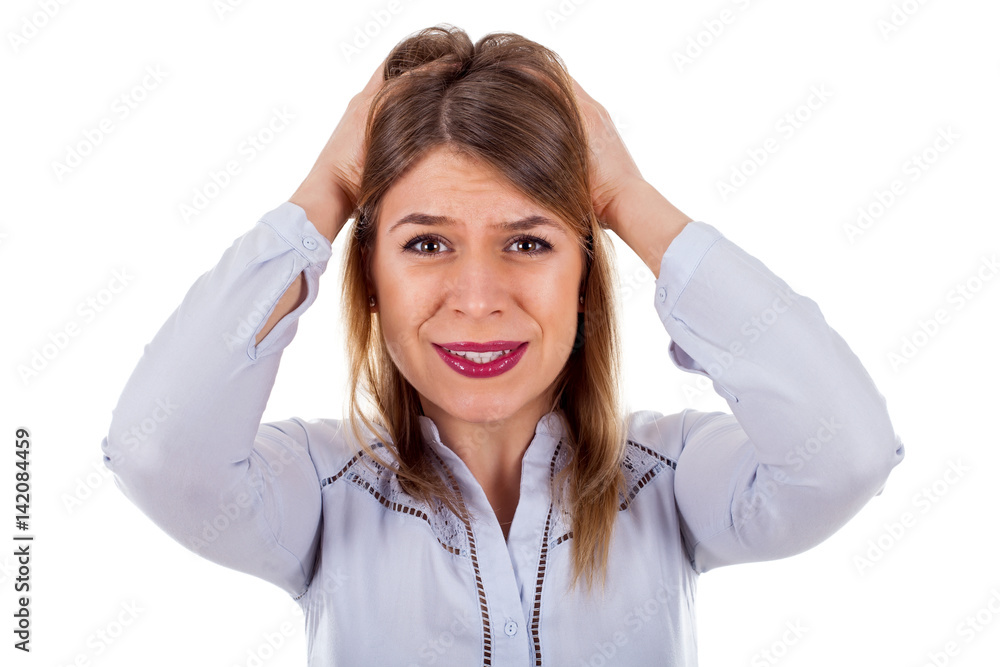 Young business woman having issues Young business woman having issues
