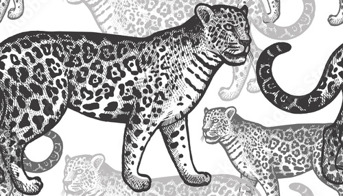 Seamless pattern with jaguars.