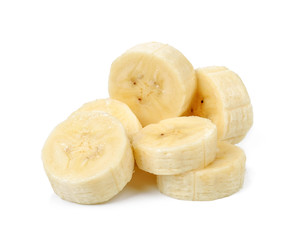 Slice banana isolated on white background
