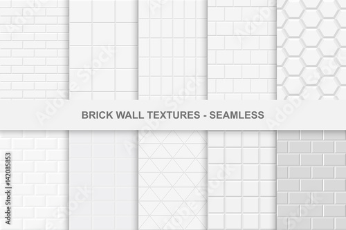 Collection of seamless brick wall textures.