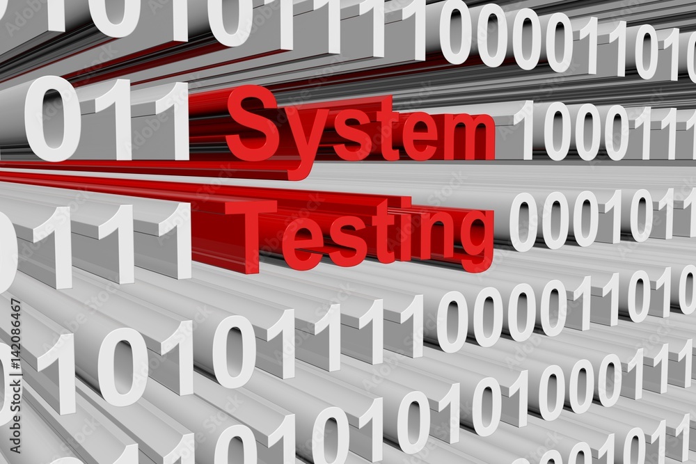 System testing in the form of binary code, 3D illustration
