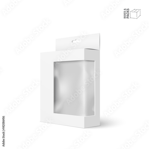 White vector product package box with window