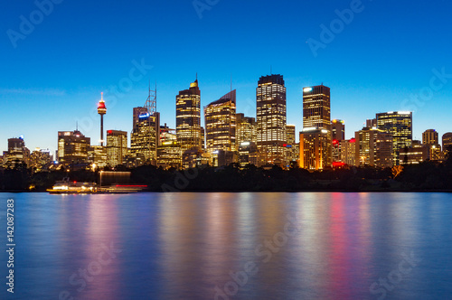 Sydney cityscape at dusk. Long exposure © Olga K