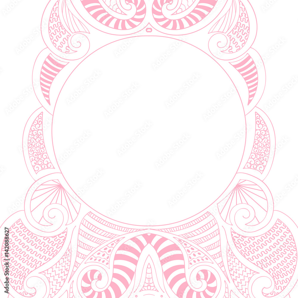 Decorative ornamental vector frame, postcard design, template, illustration