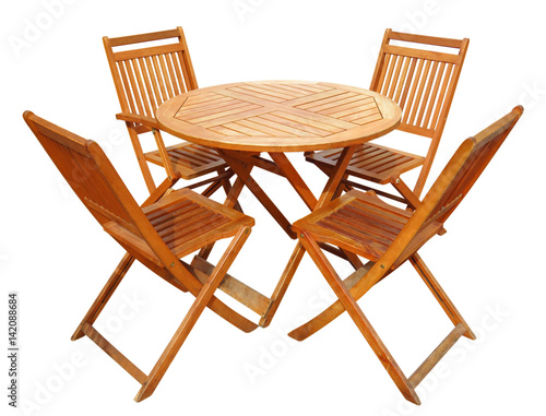 Wooden table and chairs - brown
