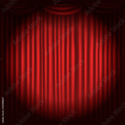 Stage curtains with spot light vector illustration