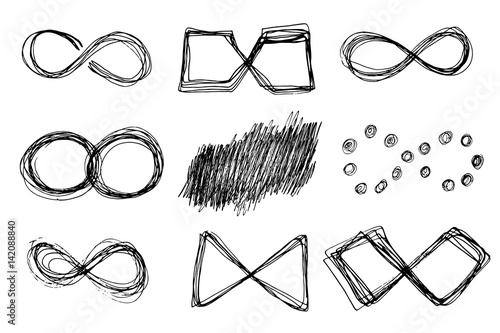Hand drawn infinity icons set.