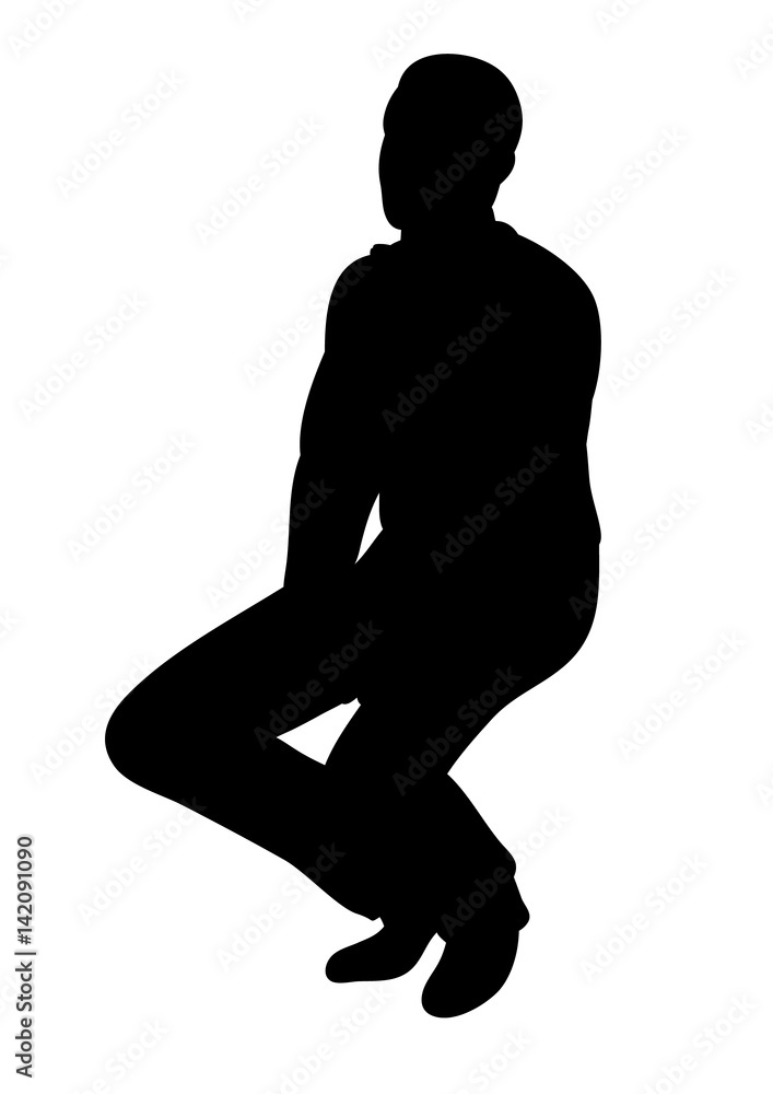 Silhouette man sideways sitting vector