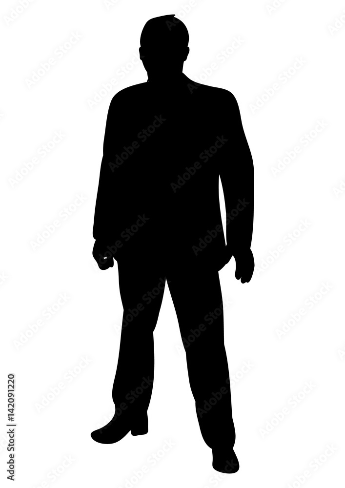 Silhouette of a man in a suit stands, vector,