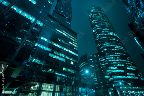 Skyscrapers at night, Moscow International Business Center - Moscow-City, Russia