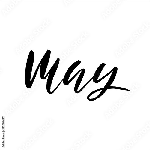 May month. Ink hand drawn lettering. Modern dry brush typography. Grunge vector illustration.