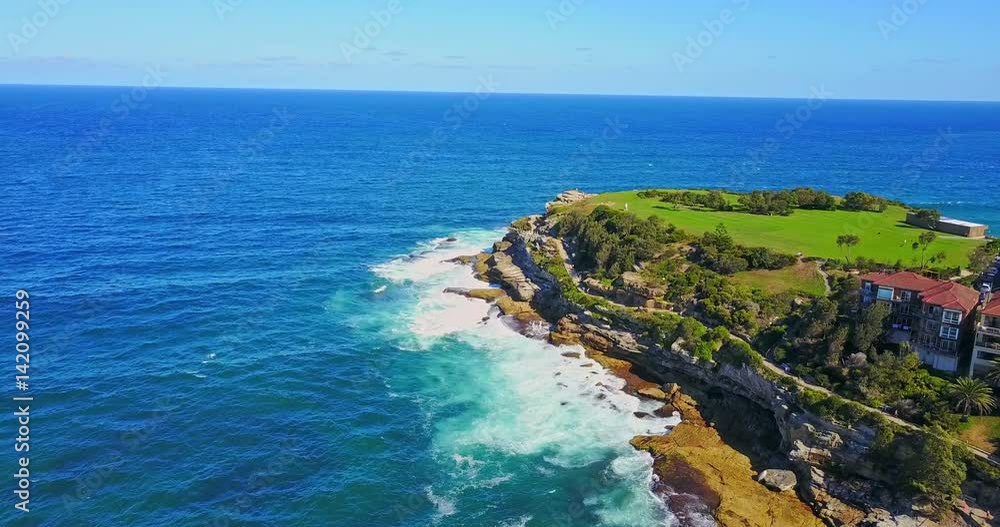 Aerial view of coastline Bondi to Tamarama walk, Sydney Aerial view of coastline Bondi to Tamarama walk, Sydney