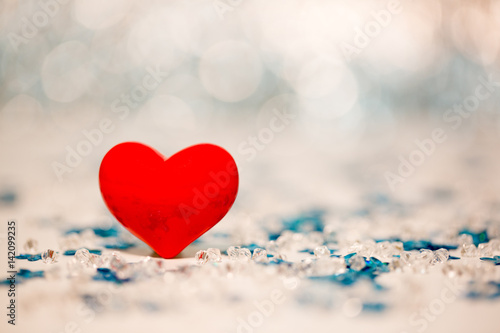 red heart on bokeh background