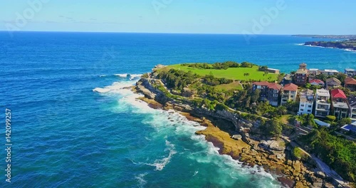 Aerial view of  coastline Bondi to Tamarama walk, Sydney 