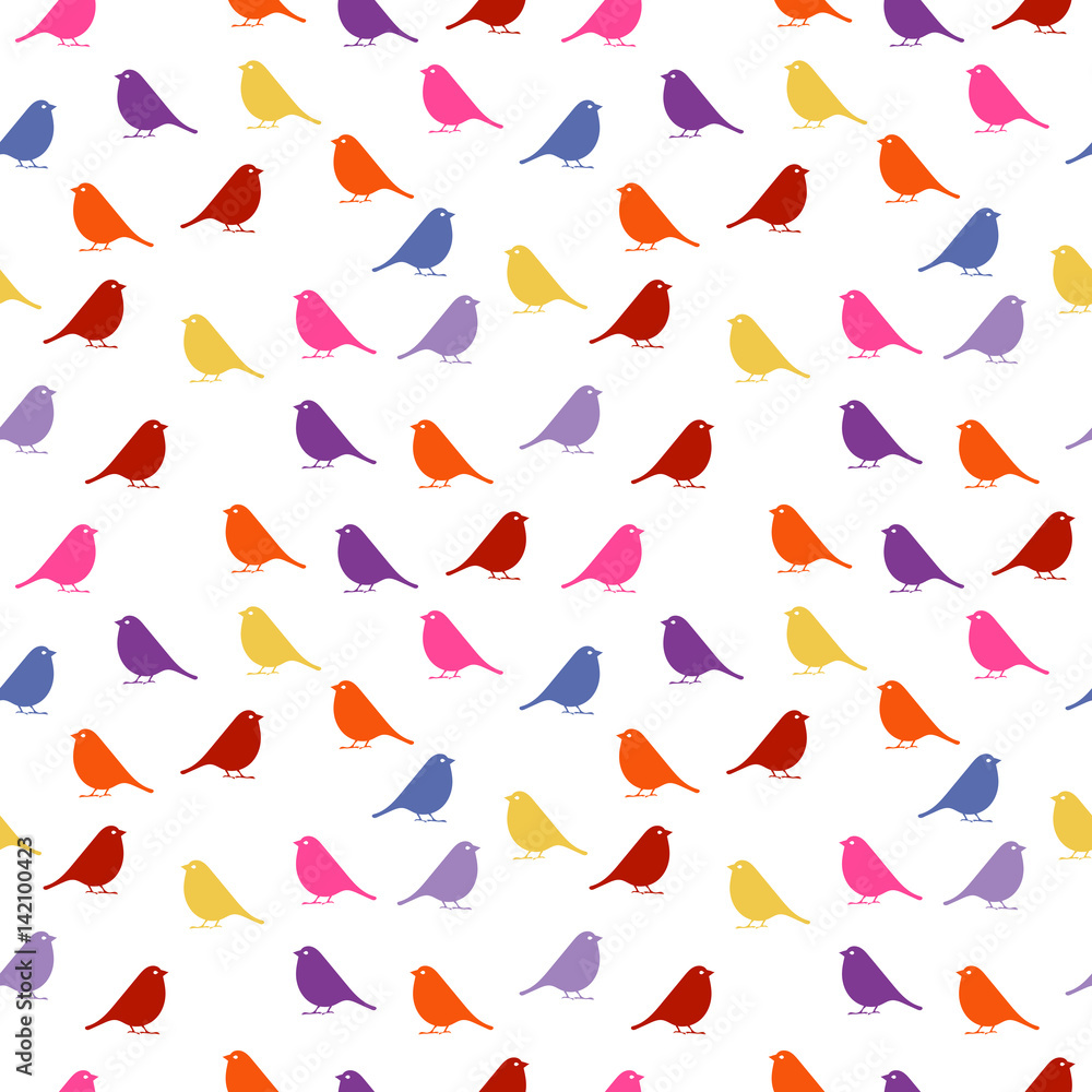 Fototapeta premium Birds. seamless baby background with colour birds.